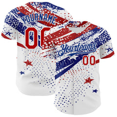 Maxcorners Custom White Red-Royal 3D American Flag National Symbols Bald Eagle Premium Baseball Jersey LM0210