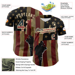 Maxcorners Custom White Royal-Red 3D American Flag Independence Day National Symbols Premium Baseball Jersey LM0210