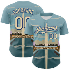 Maxcorners Custom Blue Cream-Royal 3D Pattern Design Washington Cityscape Skyline Authentic Baseball Jersey
LM0609