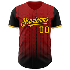 Maxcorners Custom Red Gold-Black 3D Pattern Design Gradient Geometric Shape Premium Baseball Jersey LM0210