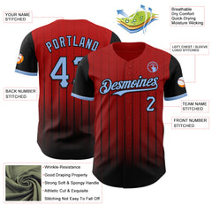 Maxcorners Custom Red Light Blue-Black 3D Pattern Design Gradient Geometric Shape Premium Baseball Jersey LM0210