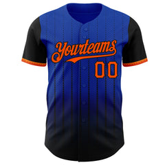 Maxcorners Custom Thunder Blue Orange-Black 3D Pattern Design Gradient Geometric Shape Premium Baseball Jersey LM0210