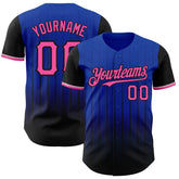 Maxcorners Custom Thunder Blue Pink-Black 3D Pattern Design Gradient Geometric Shape Premium Baseball Jersey LM0210