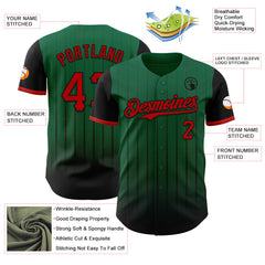 Maxcorners Custom Kelly Green Red-Black 3D Pattern Design Gradient Geometric Shape Premium Baseball Jersey LM0210