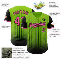 Maxcorners Custom Neon Green Pink-Black 3D Pattern Design Gradient Geometric Shape Premium Baseball Jersey LM0210