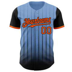 Maxcorners Custom Light Blue Orange-Black 3D Pattern Design Gradient Geometric Shape Premium Baseball Jersey LM0210