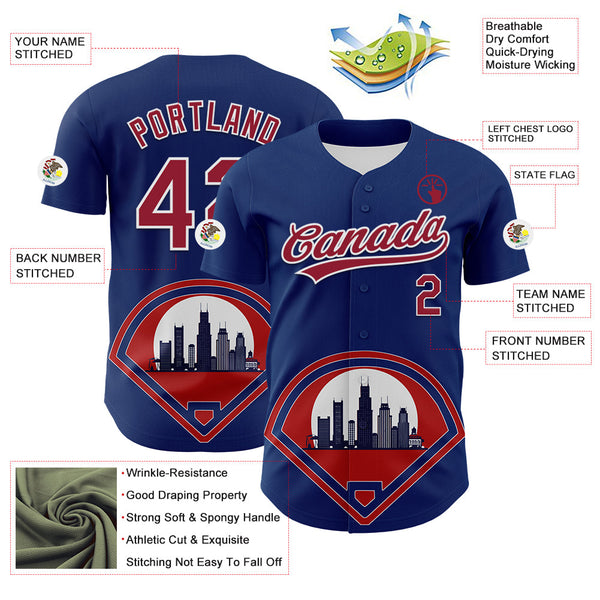 Maxcorners Custom Blue Cardinal-White 3D Urban City Edition Sports Premium Baseball Jersey LM0210