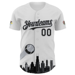 Maxcorners Custom White Black-Gray 3D Urban City Edition Sports Premium Baseball Jersey LM0210