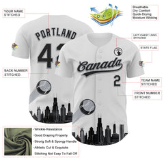 Maxcorners Custom White Black-Gray 3D Urban City Edition Sports Premium Baseball Jersey LM0210