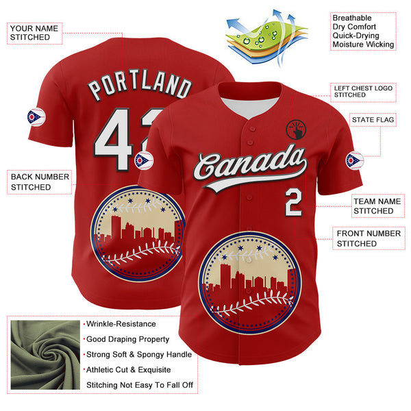 Maxcorners Custom Red White Blue Cream-Black 3D Urban City Edition Sports Premium Baseball Jersey LM0210