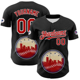 Maxcorners Custom Black Red Blue Cream-White 3D Urban City Edition Sports Premium Baseball Jersey LM0210
