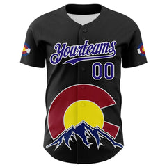 Maxcorners Custom Black Dark Purple Red Yellow Blue-White 3D Urban City Edition Sports Premium Baseball Jersey LM0210