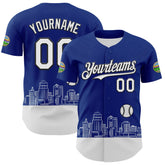 Maxcorners Custom Royal White-Black 3D Urban City Edition Sports Premium Baseball Jersey LM0210