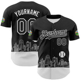 Maxcorners Custom Black White 3D Urban City Edition Sports Premium Baseball Jersey LM0210