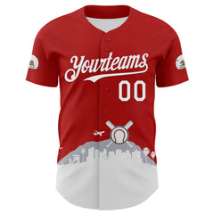 Maxcorners Custom Red White Gray-Black 3D Urban City Edition Sports Premium Baseball Jersey LM0210