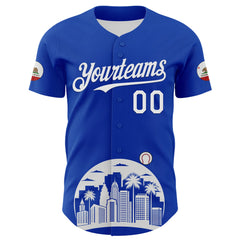 Maxcorners Custom Thunder Blue White-Black 3D Urban City Edition Sports Premium Baseball Jersey LM0210