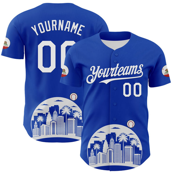 Maxcorners Custom Thunder Blue White-Black 3D Urban City Edition Sports Premium Baseball Jersey LM0210