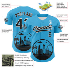Maxcorners Custom Sky Blue Black-White 3D Urban City Edition Sports Premium Baseball Jersey LM0210