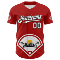 Maxcorners Custom Red White Gray Yellow-Black 3D Urban City Edition Sports Premium Baseball Jersey LM0210