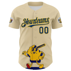 Maxcorners Custom Cream US Navy Blue Yellow-Red 3D Urban City Edition Sports Premium Baseball Jersey LM0210