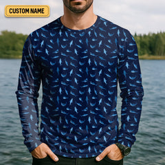 Maxcorners Shark Pattern Performance Fishing Shirts, SPF Shirt For Men, Hooded Fishing Shirt, Fishing Shirts For Men