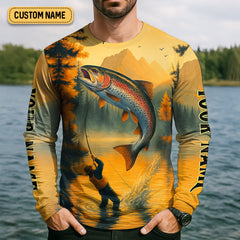 Maxcorners Fish Around And Find Trout SPF Shirts, Trout Fishing Shirts, Fishing Shirts For Men, Funny Fisherman Gift