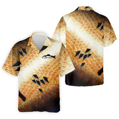 Maxcorners Yellow Fish Scale Fishing UPF Shirts, Custom Fishing Shirt, Gift For Fisherman, Mens Casual Shirts