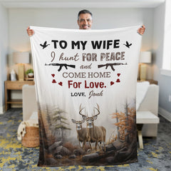 Maxcorners Personalized Deer Hunting “To My Wife, I Hunt for Peace and Come Home for Love” Fleece Blanket LM1611