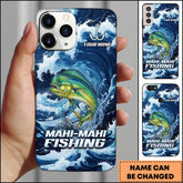 Maxcorners Mahi-mahi Fishing Blue Water Wave Premium Style Sport Personalized Name Phone Case