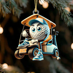 Maxcorners Blue Golf Ball Driving Golf Cart Acrylic Ornament, Golf Xmas Ornaments, Golf Christmas Gifts, Cool Golf Gift LM1611