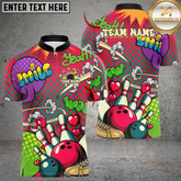 Maxcorners Bowling Retro Graffiti Customized Name, Team Name 3D Shirt (4 Colors)