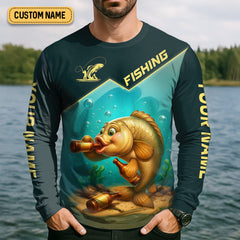 Maxcorners There's Nothing A Beer And Fishing Can't Fix SPF Shirt For Men, Gift For Fisherman, Largemouth Bass Fishing