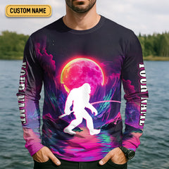 Maxcorners Gone Fishing With Sasquatch Fishing UPF Shirts, Funny Fishing Shirt, Bigfoot Fishing Shirts For Men