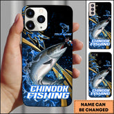 Maxcorners Chinook Splash Water Lightning Stripe Dark Blue Art Golden Line Personalized Name Phone Case