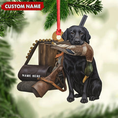 Maxcorners Personalized Duck Hunting Dog Ornament - Personalized Acrylic Christmas Decor for Hunters LM0411