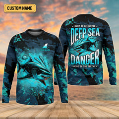 Maxcorners Hunt or Be Hunted Deep Sea Danger Performance Fishing Shirts, Fishing Gifts For Men, Men's Fishing Shirt