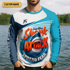 Maxcorners Deep Blue Shark Attack, Unleashing The Beast Of The Deep Fishing UPF Shirts, Mens Fishing Shirts Long Sleeve