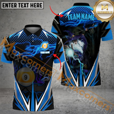 Maxcorners Billiard 9 Ball Fire Wizard Multicolor Options Personalized Name, Team Name 3D Polo Shirt (4 Colors)