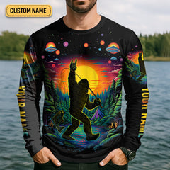 Maxcorners Gone Squatchin And Catching Alien Bigfoot Funny Fishing Shirt, SPF Shirt For Men, Fishing Shirts For Men