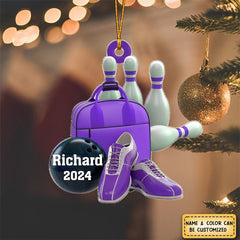 Maxcorners Purple Bowling Personalized Christmas Ornament, Gift For Bowling Lovers MT1611