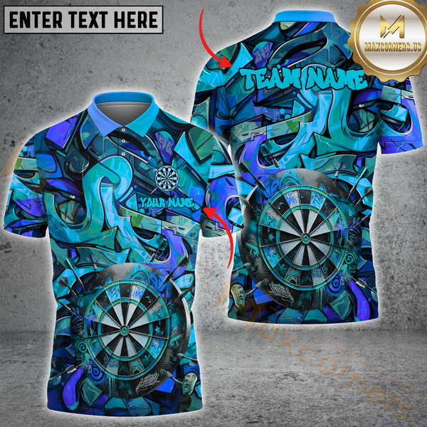 Maxcorners Darts Graffiti Squad Multicolor Option Customized Name, Team Name 3D Polo Shirt