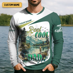 Maxcorners Reel Cool Dad Fishing SPF Shirt For Men, Funny Fishing Shirt, Fishing Shirts For Men