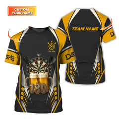 Maxcorners Custom Darts Shirt 180 Beer Mug Dartboard Tee Funny Darts Team Jersey LM0509
