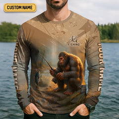 Maxcorners The Best Things In Life Are Wild And Free Custom Name Bigfoot Fishing SPF Shirt For Men, Gift For Fisherman