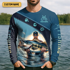 Maxcorners Mine's So Big I Have To Use Two Hands Funny Fishing Shirt, SPF Shirt For Men, Gift For Fisherman