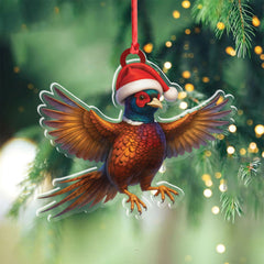 Maxcorners Christmas Pheasant Acrylic Christmas Ornament - Funny Hunting Bird Decor Gift for Hunters & Outdoor Lovers LM0411