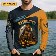 Maxcorners Sasquatch Fishing Shirt With Hood, Long Sleeve Sun Shirt, Fishing Shirts For Men