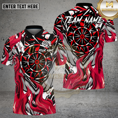 Maxcorners Darts Shirt Abstract Red Flames with Geometric Dartboard Pattern Multioptions Personalized Name, Team Name Unisex 3D Shirt (4 Colors)