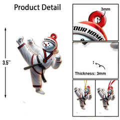 Maxcorners Custom Name Snowman Karate Ornament, Christmas Gift for Karate Lover 2D Flat LM2111