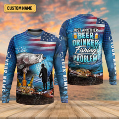 Maxcorners Just Another Beer Drinker With A Fishing Problem UPF Fishing Shirt, Men's Fishing Shirts, Funny Fisherman Gift
